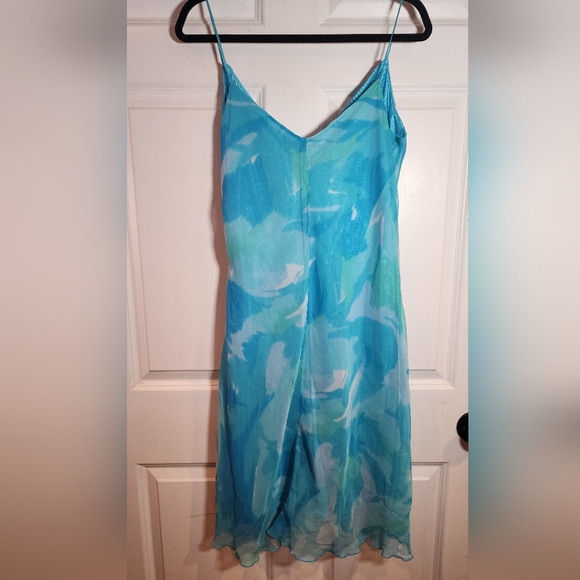 Studio 1940 Blue Green Layered Sleevless Knee Length Dress Size 12 - Picture 5 of 6